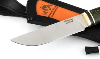 Нож Крот-2 сталь Х12МФ(сатин), рукоять резная карельская береза стабилизированная изумруд - Нож Крот-2 сталь Х12МФ(сатин), рукоять резная карельская береза стабилизированная изумруд