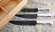 Набор кухонных ножей из стали Х12МФ с рукоятью из белого акрила в футляре