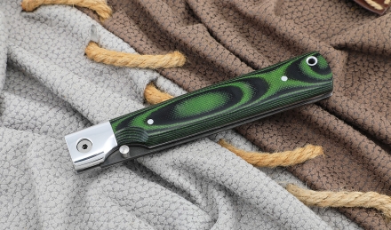 Нож складной филейный сталь х12мф, накладки G10 зеленые 