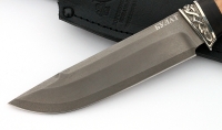 Нож Барракуда сталь булат, рукоять черный граб-кап, мельхиор - IMG_4635.jpg