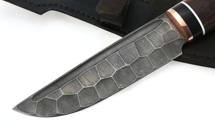 Нож Аллигатор сталь дамаск полный камень венге черный граб