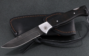 Складной нож Лиса, сталь дамаск, рукоять накладки акрил черный с дюралью Складной нож Лиса, сталь дамаск, рукоять накладки акрил черный с дюралью