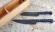 Набор из двух кухонных ножей из стали Х12МФ с рукоятью из синего акрила в футляре