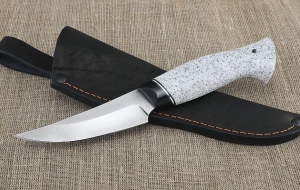 Нож Енисей У8А, рукоять акрил белый и акрил черный 