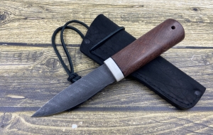 Нож народ севера малый  сталь дамаск, рукоять бубинга и рог лося (распродажа) 