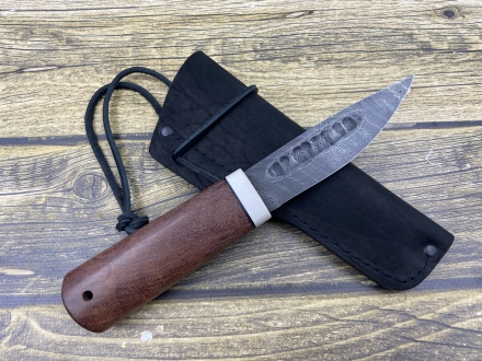 Нож народ севера малый  сталь дамаск, рукоять бубинга и рог лося (распродажа) 