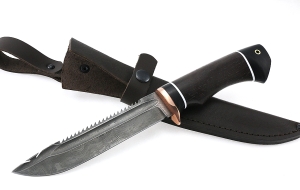 Нож Рыболов-4 сталь дамаск-долы, рукоять черный граб венге Нож Рыболов-4 сталь дамаск-долы, рукоять черный граб венге