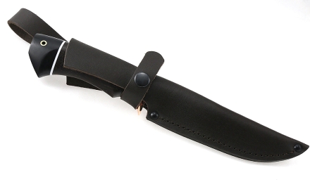 Нож Рыболов-4 сталь дамаск-долы, рукоять черный граб венге