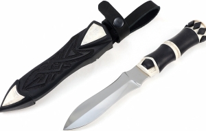 Премиум Нож Троянский кинжал сталь Elmax рукоять и ножны черный граб + рог лося резные Премиум Нож Троянский кинжал сталь Elmax рукоять и ножны черный граб + рог лося резные