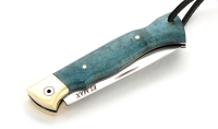 Нож Лиса, складной, сталь Elmax, рукоять накладки карельская береза стабилизированная синяя - Нож Лиса, складной, сталь Elmax, рукоять накладки карельская береза стабилизированная синяя