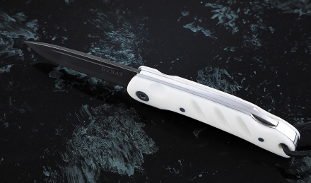 Складной нож Колибри, сталь булат, рукоять накладки акрил белый Складной нож Колибри, сталь булат, рукоять накладки акрил белый