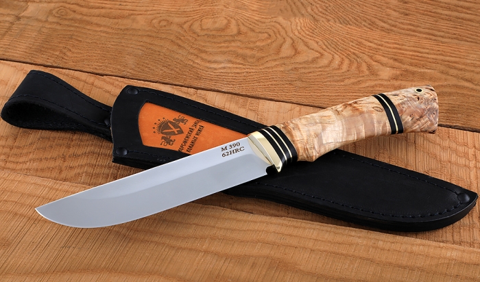 Нож Косуля сталь M390 рукоять карельская береза комбинированная, латунь