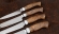 Премиум набор ножей на подставке из акрила белого янтарная карельская береза, сталь S390 Bohler