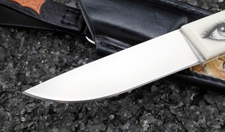 Нож Нерпа 2 Elmax цельнометаллический, белый акрил художественное исполнение "Львица" Нож Нерпа 2 Elmax цельнометаллический, белый акрил художественное исполнение "Львица"