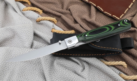 Нож складной филейный сталь 95х18, накладки G10 зеленые 