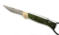 Нож Лиса, складной, сталь Elmax, рукоять накладки карельская береза стабилизированная зеленая - Нож Лиса, складной, сталь Elmax, рукоять накладки карельская береза стабилизированная зеленая