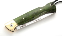 Нож Лиса, складной, сталь Elmax, рукоять накладки карельская береза стабилизированная зеленая - Нож Лиса, складной, сталь Elmax, рукоять накладки карельская береза стабилизированная зеленая