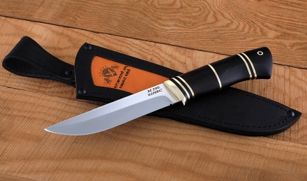 Нож Налим сталь M390, рукоять комбинированная черный граб, латунь