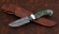 Нож Ловчий дамаск ламинированный с долом рукоять карбон акрил карельская береза зеленая
