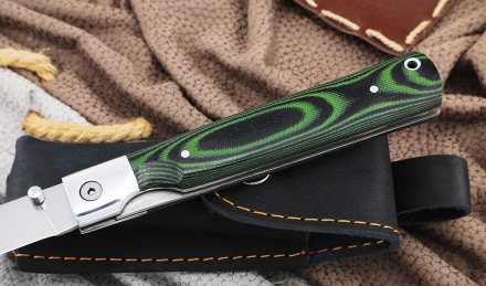 Нож складной филейный сталь AUS-10, накладки G10 зеленые  Нож складной филейный сталь AUS-10, накладки G10 зеленые