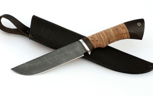 Нож Косуля сталь дамаск, рукоять береста Нож Косуля сталь дамаск, рукоять береста