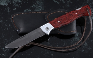 Складной нож Лиса, сталь Х12МФ, рукоять накладки акрил красный с дюралью Складной нож Лиса, сталь Х12МФ, рукоять накладки акрил красный с дюралью