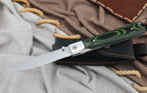 Нож складной филейный сталь VG-10, накладки G10 зеленые 