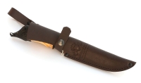 Нож Охотник сталь дамаск камень рукоять резная карельская береза черный граб голова кабана - IMG_7001.jpg