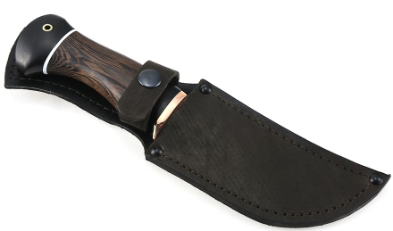 Нож Бобр сталь дамаск полный камень рукоять венге-черный граб