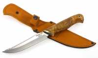 Нож Рыболов-6 сталь S390 рукоять карельская береза стабилизированная янтарь - Нож Рыболов-6 сталь S390 рукоять карельская береза стабилизированная янтарь