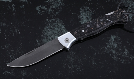 Нож Лиса, складной, сталь Х12МФ, рукоять накладки акрил гранит с дюралью Нож Лиса, складной, сталь Х12МФ, рукоять накладки акрил гранит с дюралью