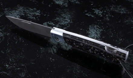 Нож Лиса, складной, сталь Х12МФ, рукоять накладки акрил гранит с дюралью Нож Лиса, складной, сталь Х12МФ, рукоять накладки акрил гранит с дюралью