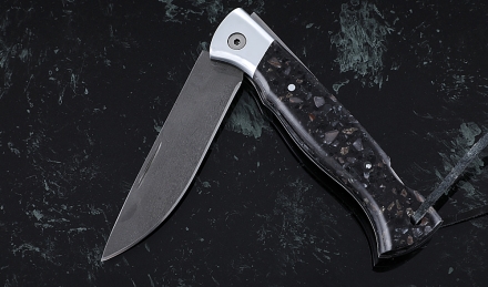 Нож Лиса, складной, сталь Х12МФ, рукоять накладки акрил гранит с дюралью Нож Лиса, складной, сталь Х12МФ, рукоять накладки акрил гранит с дюралью