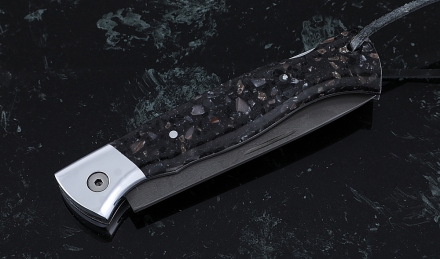 Нож Лиса, складной, сталь Х12МФ, рукоять накладки акрил гранит с дюралью Нож Лиса, складной, сталь Х12МФ, рукоять накладки акрил гранит с дюралью