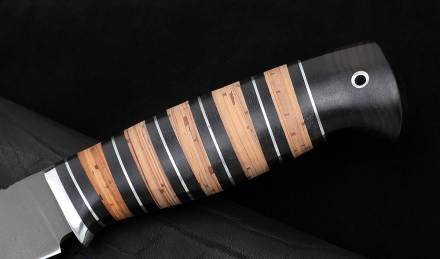 Нож Барракуда-2 сталь Х12МФ, рукоять береста черный граб (зебра)