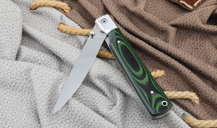 Нож складной филейный сталь Elmax, накладки G10 зеленые  Нож складной филейный сталь Elmax, накладки G10 зеленые