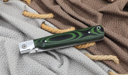 Нож складной филейный сталь Elmax, накладки G10 зеленые  Нож складной филейный сталь Elmax, накладки G10 зеленые