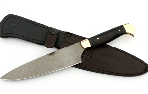 Кухонный нож Шеф №5 сталь Х12МФ, рукоять черный граб, латунь