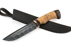Нож Барракуда сталь дамаск полный камень рукоять береста Нож Барракуда сталь дамаск полный камень рукоять береста
