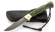Нож складной Лиса, сталь булат, рукоять накладки карельская береза стабилизированная зеленая