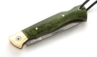 Нож Лиса, складной, сталь булат, рукоять накладки карельская береза стабилизированная зеленая - Нож Лиса, складной, сталь булат, рукоять накладки карельская береза стабилизированная зеленая