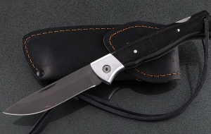 Складной нож Лиса, сталь Х12МФ, рукоять накладки акрил черный с дюралью Складной нож Лиса, сталь Х12МФ, рукоять накладки акрил черный с дюралью