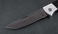 Нож Лиса, складной, сталь Х12МФ, рукоять накладки акрил черный с дюралью - Нож Лиса, складной, сталь Х12МФ, рукоять накладки акрил черный с дюралью