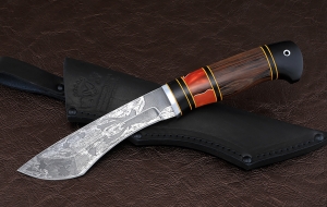 Нож Каратель сталь Х12МФ художественное травление, рукоять венге-черный граб акрил