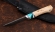 Нож Малыш-1, дамаск, рукоять карельская береза, акрил зеленый