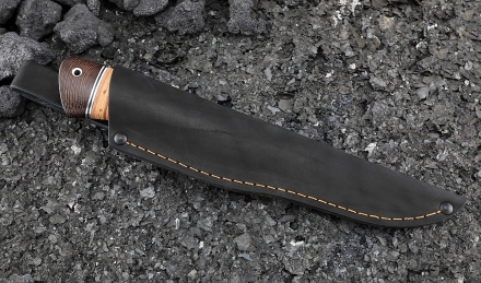 Нож Дрозд дамаск рукоять береста Нож Дрозд дамаск рукоять береста