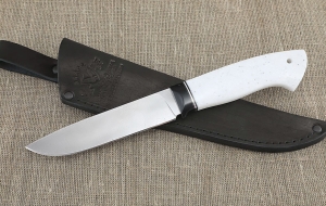 Нож Ягуар сталь У8А рукоять акрил белый 