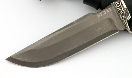 Нож Алтай сталь булат, рукоять черный граб-кап, мельхиор Нож Алтай сталь булат, рукоять черный граб-кап, мельхиор