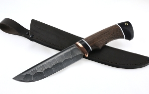 Нож Барракуда сталь дамаск полный камень рукоять венге-черный граб