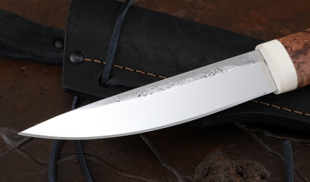 Нож Народа севера 2 сталь Х12МФ кованый дол рукоять карельская береза коричневая